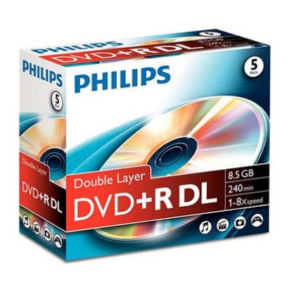Imagem de DVD+R Dual Layer 8x Philips 8.5Gb Pack5 JewelCase
